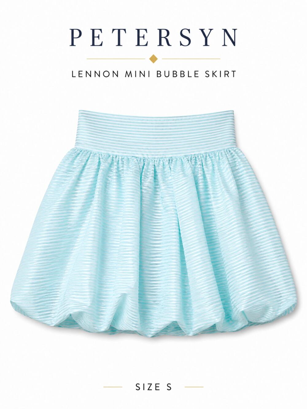Petersyn Lennon Bubble Skirt Small NWT Aqua Stripe Mini Statement Skirt